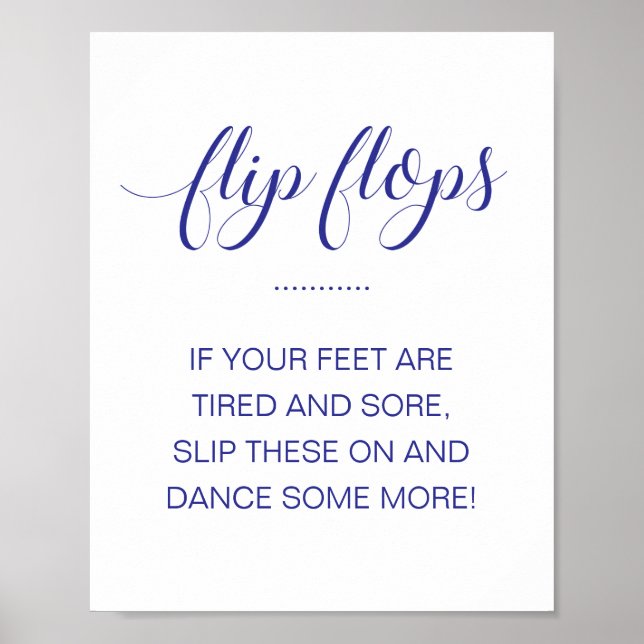 Flip Flops Tanzschuhe Navy Blue Wedding Sign Poster (Vorne)
