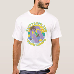 Flip Flops und Lemon fallen Sommerpalmen Lemon Dro T-Shirt