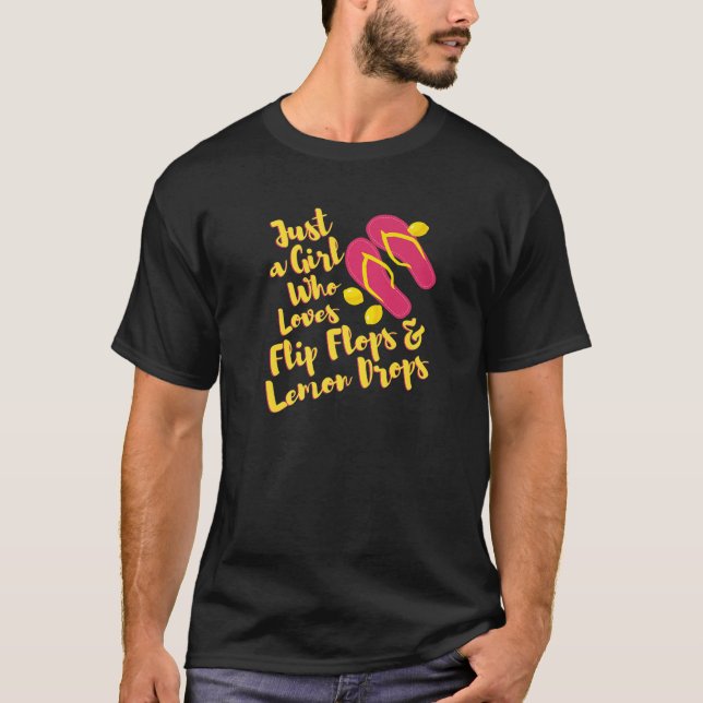 Flip Flops und Lemon fallen Sommerpalmen Lemon Dro T-Shirt (Vorderseite)