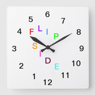Flip Side Clock Quadratische Wanduhr