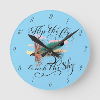 Flip The Fly, Touch The Sky Dry Fly Runde Wanduhr