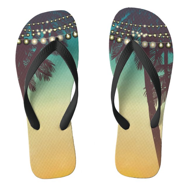 Flipflop Sandals Beach Sunset Palm Tree String Lig (Fußbett)
