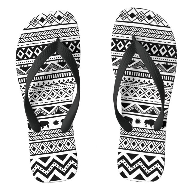 Flipflop Sandals Boho Buffalo Tribal Muster Bohem (Fußbett)
