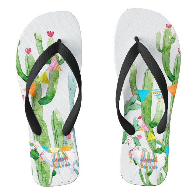 Flipflop Sandals Boho Llama Bohemisch Cacti Wüste (Fußbett)