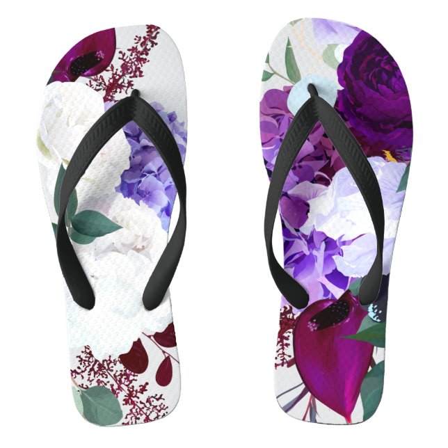 Flipflop Sandals Lavender Hibiskus auf Weiß (Fußbett)