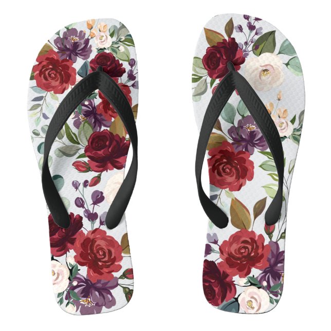 Flipflop Sandals White Roses Gold Geometric (Fußbett)