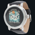 Flippern hoch Ich stehe mit Pinguinen Funny Reside Armbanduhr<br><div class="desc">Funny Resist Pinguine protestieren gegen Zöllen,  die ich mit Pinguinen stehe</div>