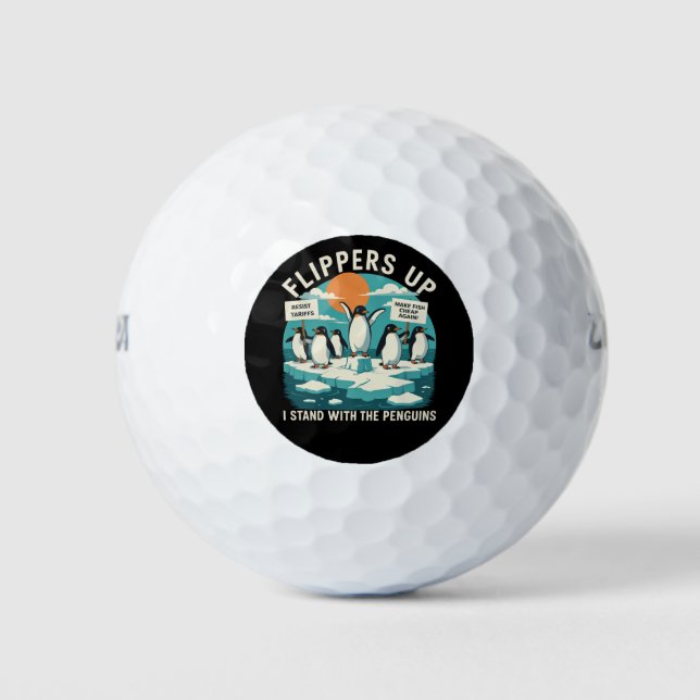 Flippern hoch Ich stehe mit Pinguinen Funny Reside Golfball (Vorderseite)