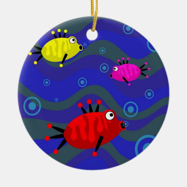 Flippige Fische Keramik Ornament (Vorne)