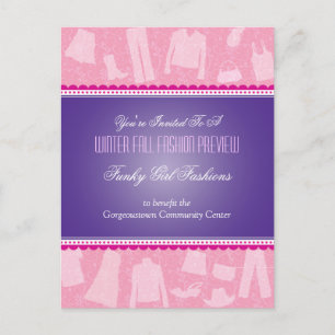 Flippige Modeschau-Postkarte Einladungspostkarte