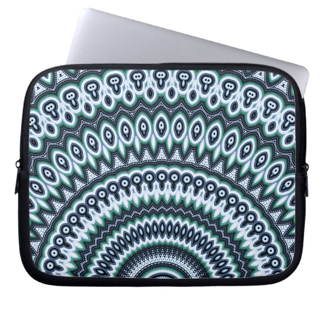 Flippige Pfau-Mandalamuster-Laptophülse Laptopschutzhülle (Vorderseite)