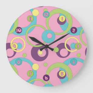 Flippige rosa Kreis-Uhr Große Wanduhr