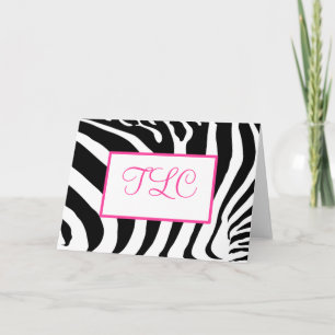 Flippige Zebra-Monogramm-Karte