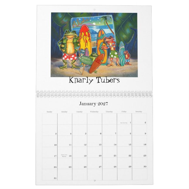 Flippiger Frosch-Kunst-Kalender durch Jeff Hoppis Kalender (Jan 2027)