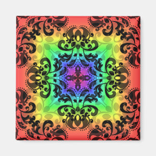 Flippiger Regenbogenquadratdamast Magnet