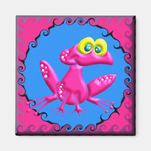 Flippiger Retro rosa Frosch Magnet