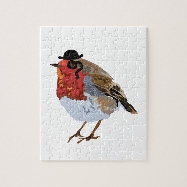 Flippiger Robin mit Monocle und Hut Puzzle (Vertikal)
