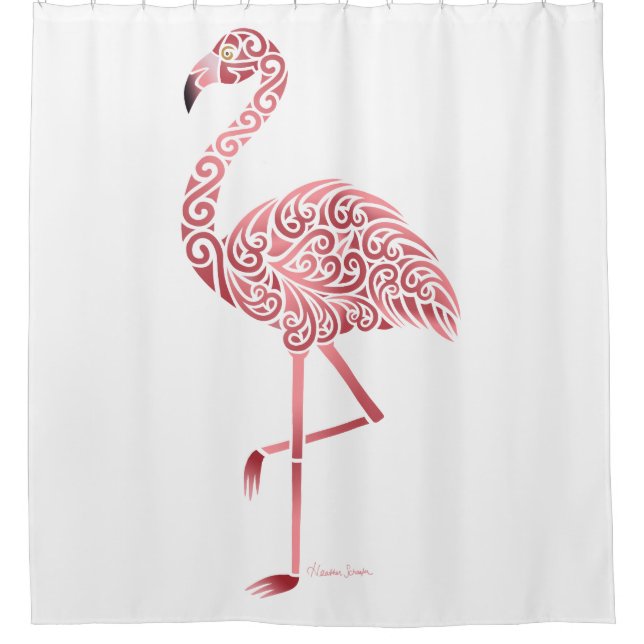 Flippiger rosa Flamingo Duschvorhang (Vorderseite)