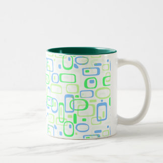 Flippiges grünes Retro Muster Zweifarbige Tasse