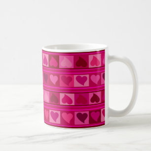 Flippiges Herzen und Quadrate Mozaic fuschia Kaffeetasse