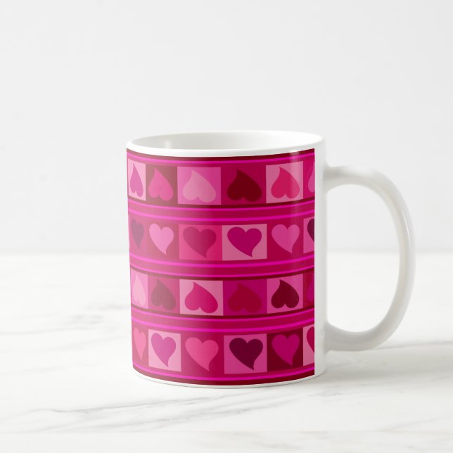 Flippiges Herzen und Quadrate Mozaic | fuschia Kaffeetasse (Rechts)