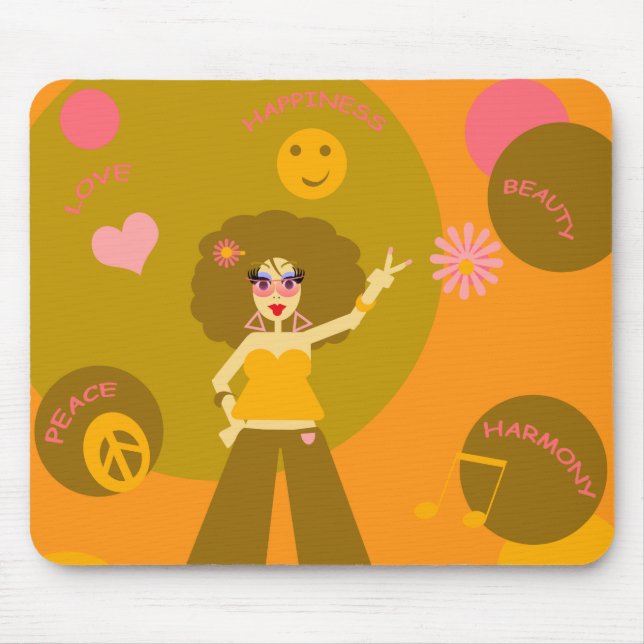 Flippiges Hippie-Mädchen Mousepad (Vorne)