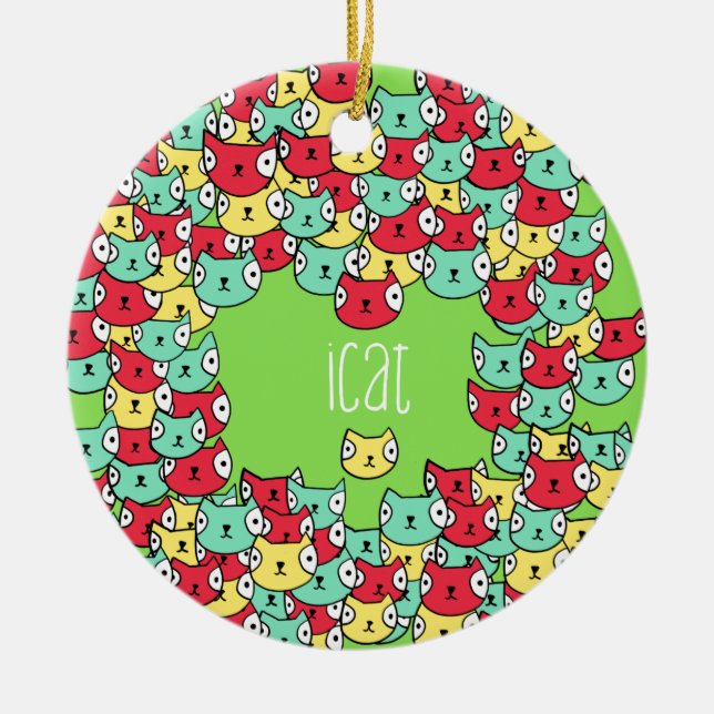 Flippiges Katzenmuster Keramikornament (Vorne)