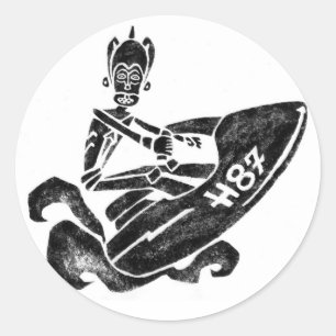 Flippiges Meer-Doo Runder Aufkleber