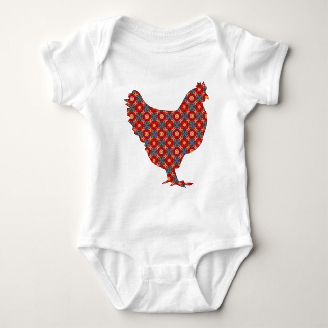 Flippiges modernes Huhn Baby Strampler (Vorderseite)