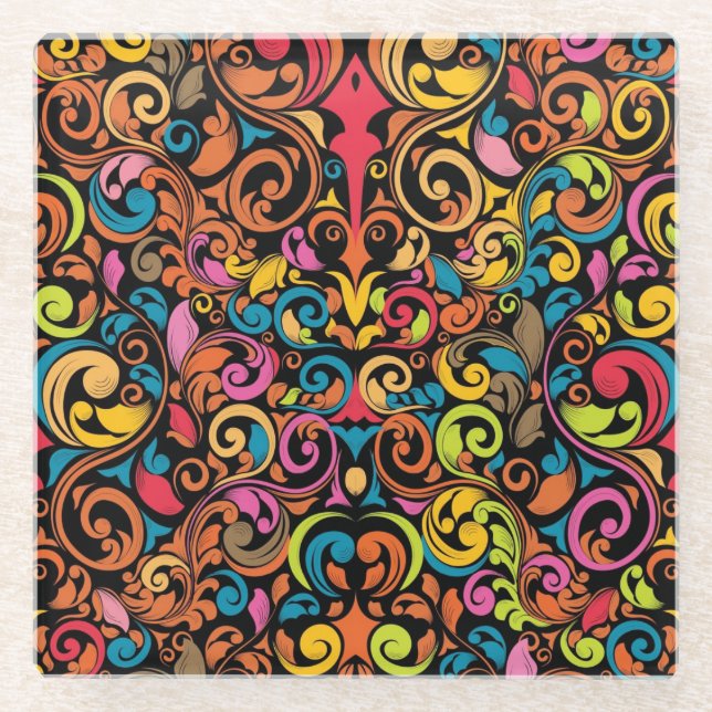 Flippiges Muster Glasuntersetzer (Vorderseite)