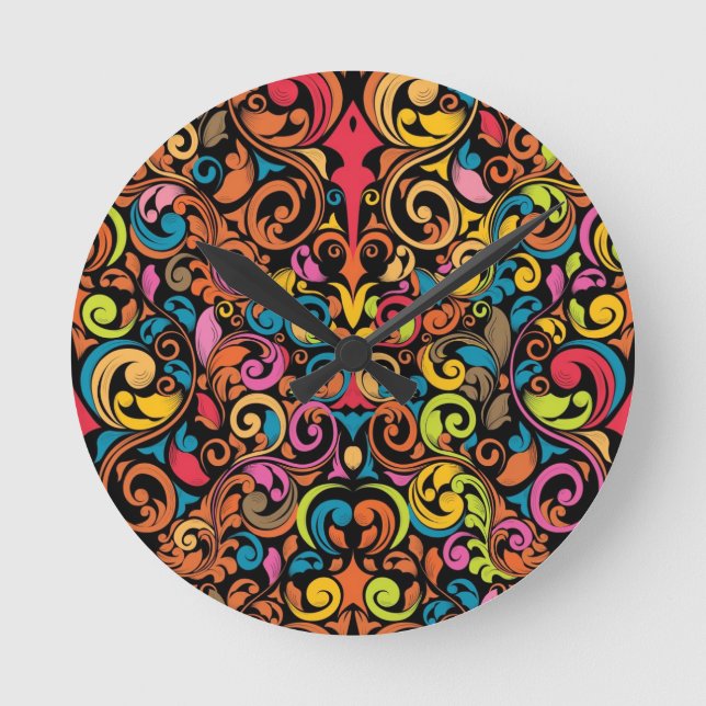 Flippiges Muster Runde Wanduhr (Vorderseite)