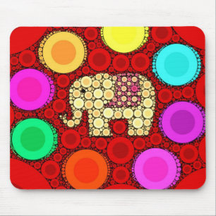 Flippiges rotes Elefant-konzentrische Kreis-Mosaik Mousepad