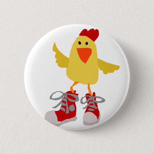 Flippiges Tanzen-Gelb-Huhn Button (Vorderseite)
