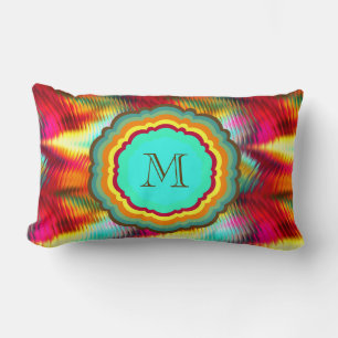 Flippiges, vibrierendes Regenbogen-Monogramm Lendenkissen