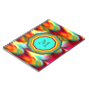 Flippiges, vibrierendes Regenbogen-Monogramm Notizblock
