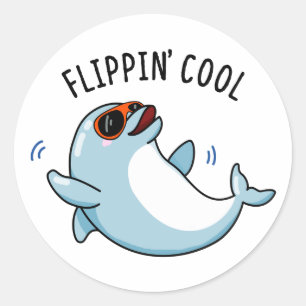 Flippin Cool Funny Dolphin Pub Runder Aufkleber