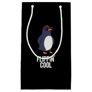 Flippin Cool Funny Pinguin Pun Dark BG Kleine Geschenktüte