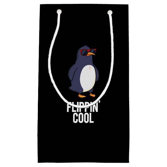Flippin Cool Funny Pinguin Pun Dark BG Kleine Geschenktüte (Vorderseite)
