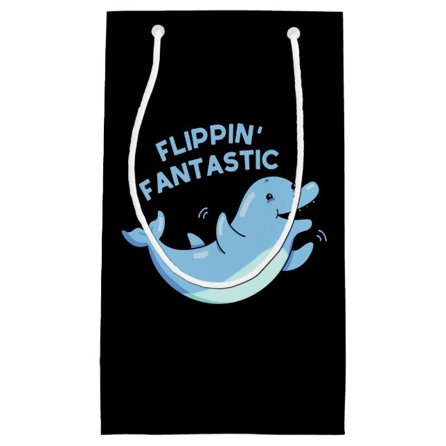 Flippin Fantastische Funny Dolphin Pun Dark BG Kleine Geschenktüte (Vorderseite)