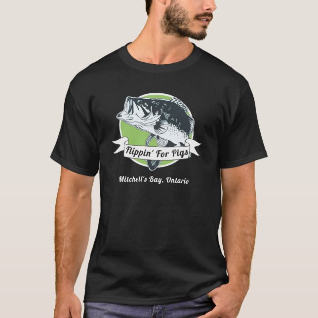 Flippin für Schwein-Bass-Fischen-Shirt mit großer T-Shirt (Vorderseite)