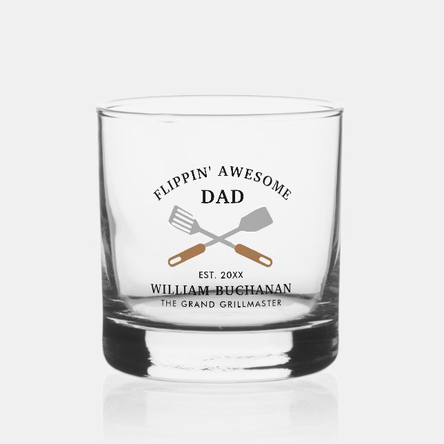 Flippin Phantastisch Vater GRILLEN Vater Personali Whiskyglas (Vorderseite)