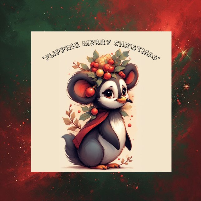 Flipping Flapping Merry Christmas Penguin Quirky  Aufkleber (Flipping Flapping Merry Christmas Penguin Quirky Sticker)