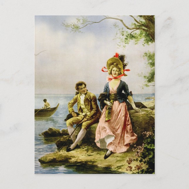 "Flirt au Bord de la Mer" von Hippolyte Lucas Postkarte (Vorderseite)