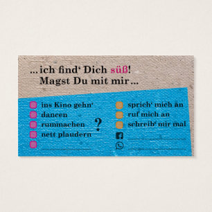 Flirt-Karte "Du bist süß!"; mit Kontaktfeldern