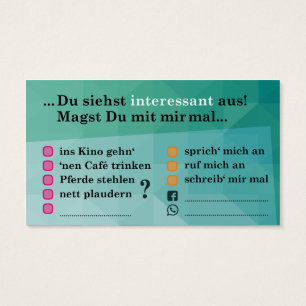 Flirt-Karte "Interessant..."; mit Kontaktfeldern