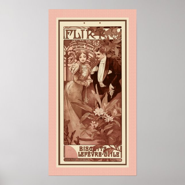 Flirt von Alphons Mucha Poster (Vorne)