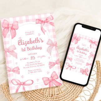 Flirtatische rosa Schleife Mädchen Geburtstagseinl Einladung