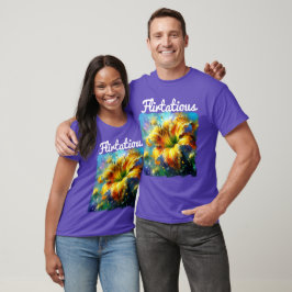 Flirtatisches Gelbe Taglilie Blume Blaue Taglilien T-Shirt