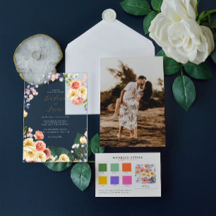 Flirtende Blumenwiese Sommerhochzeit Acryleinladungen