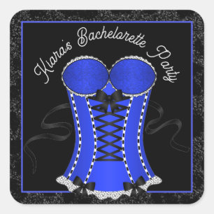 Flirtendes blaues Korsett Quadratischer Aufkleber